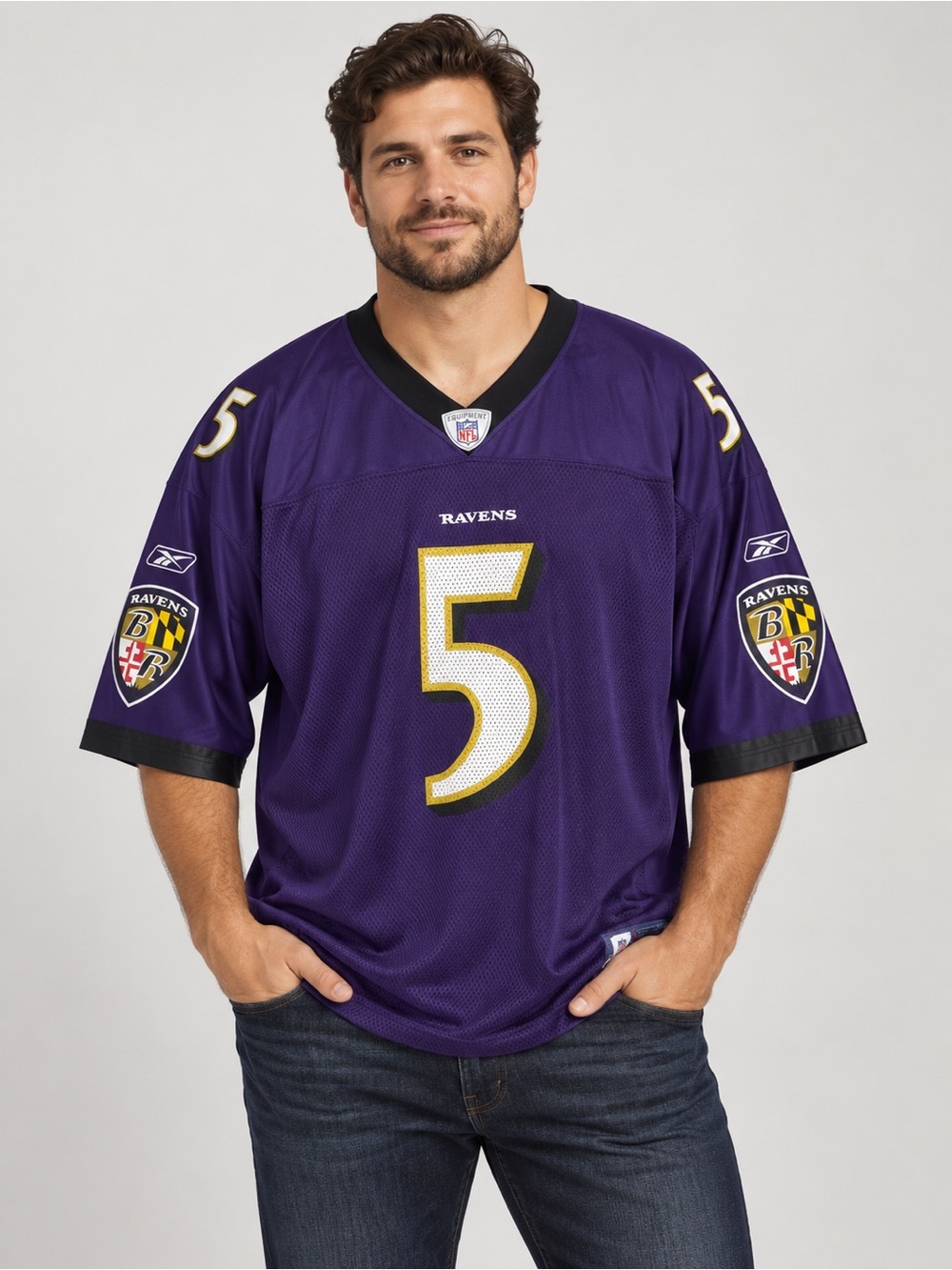 Joe Flacco Ravens #5 Reebok Authentic NFL Jersey Men’s XL